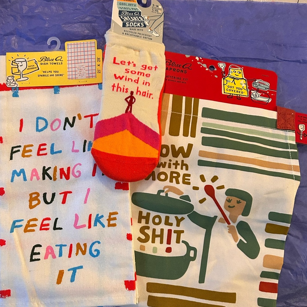 Blue Q Trio Socks, Dishtowel and April, novelty, sassy